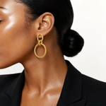 Leslie's 14K Polished and Twisted Circles Dangle Post Earrings - Model Shot