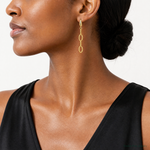 Leslie's 14K Polish/Texture/Dia-cut Fancy Oval Link Dangle Earrings - Model Shot