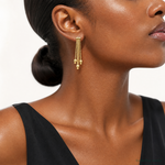 Leslie's 14K Polish/Texture/Dia-cut Fancy Dangle Omega Earrings - Model Shot