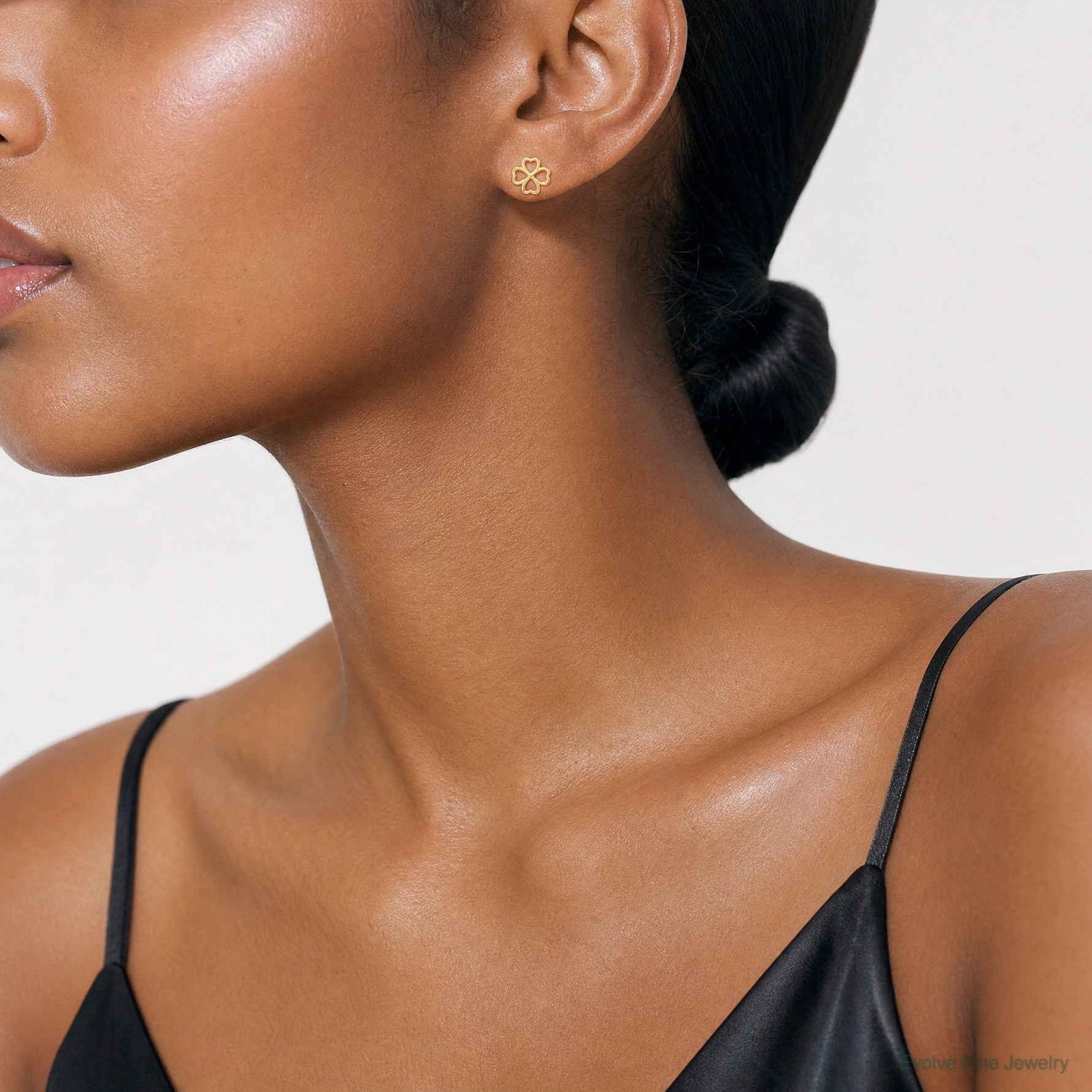 Leslie's 14K Polished 4-Leaf Clover Post Earrings - Model Shot