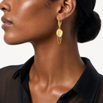 Leslie's 14K Two-tone Polished / Dia-cut Dangle Leverback Earrings - Model Shot