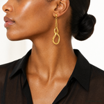 Leslie's 14K Polished Fancy Contoured Link Post Dangle Earrings - Model Shot
