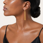 Leslie's 14K Polished Fancy Curb Link Tassel Post Dangle Earrings - Model Shot