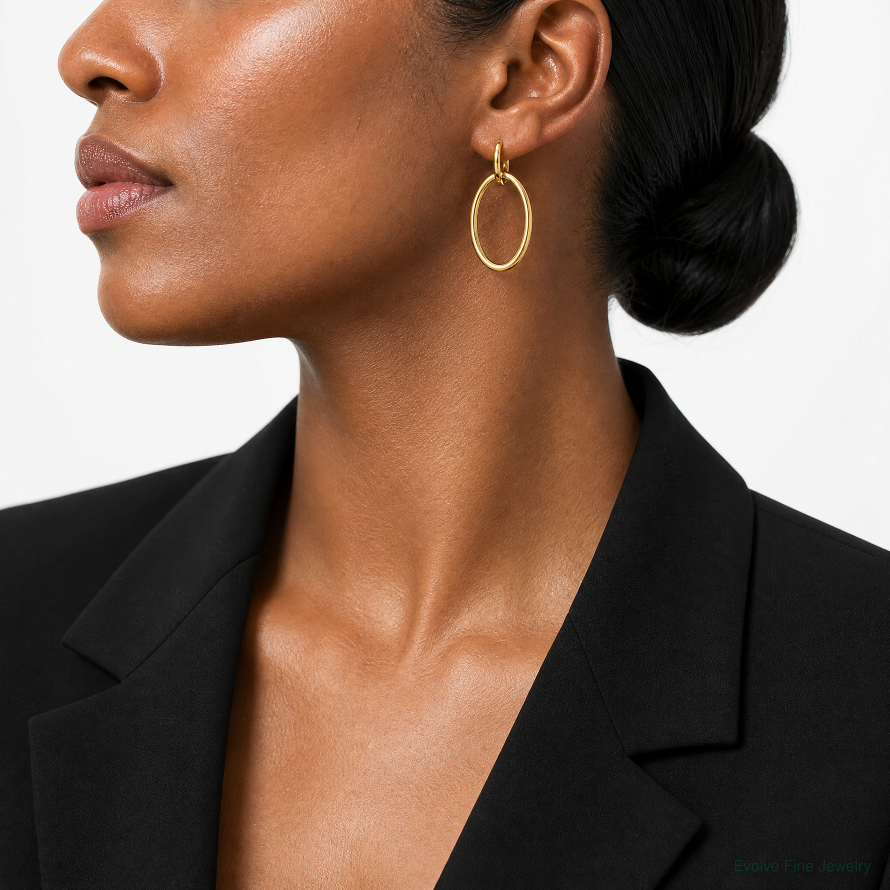 Leslie's 14K Polished Fancy Oval Link Post Dangle Earrings - Model Shot