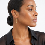 Leslie's 14K Polished Fancy Elongated Oval Link Post Dangle Earrings - Model Shot