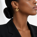 Leslie's 14K Polished Fancy Double Circle Post Dangle Earrings - Model Shot