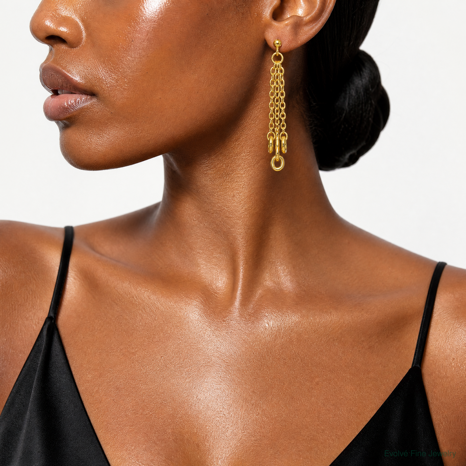 Leslie's 14K Polished Fancy 3-Strand Cable Link Post Dangle Earrings - Model Shot