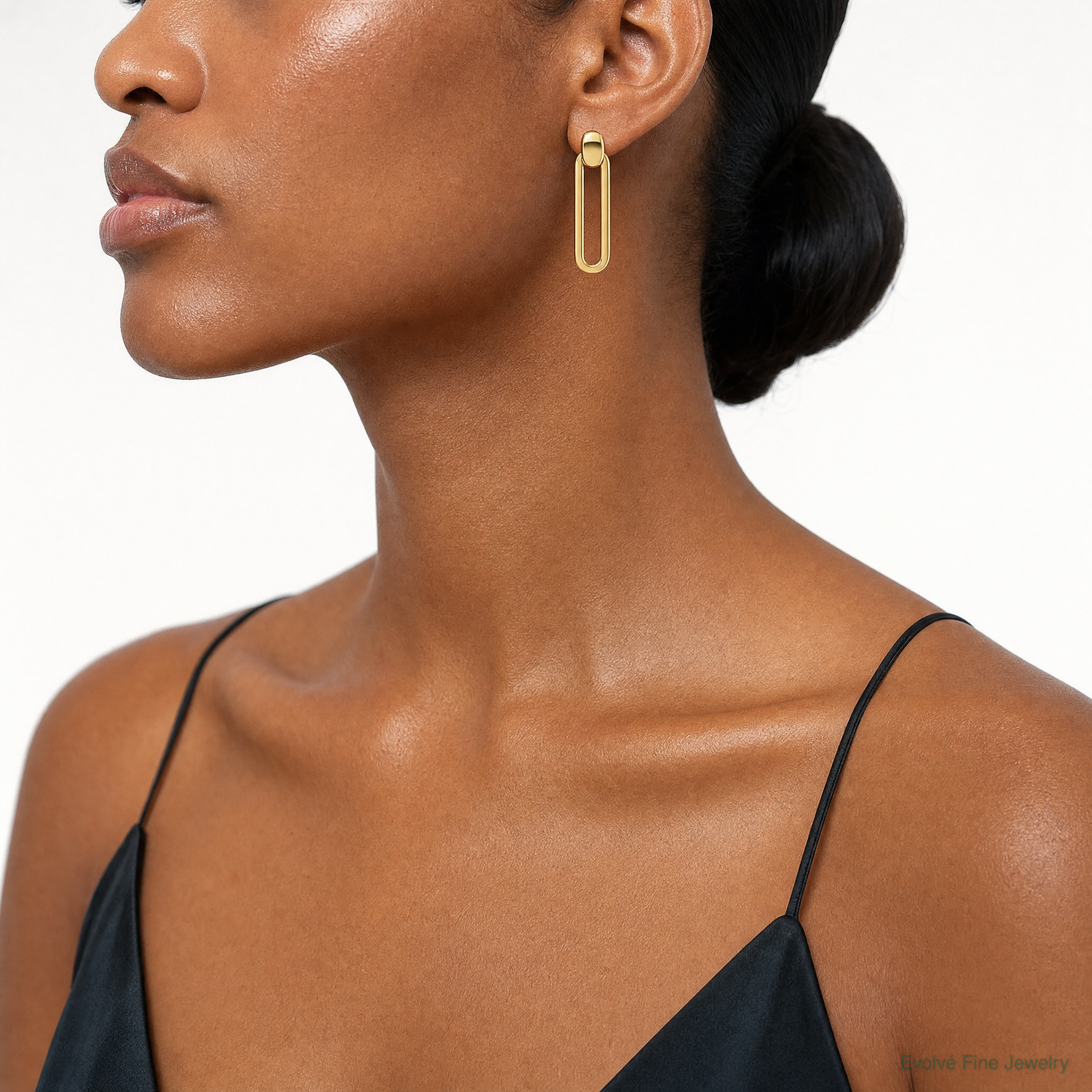Leslie's 14K Polished Link Dangle Post Earrings - Model Shot