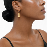 Leslie's 14K Polished CZ Tapered Dangle Leverback Earrings - Model Shot