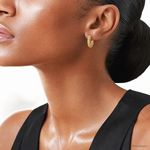 Leslie's 14K Polished and Textured Woven Hoop Earrings - Model Shot
