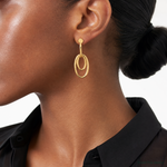 Leslie's 14K Polished Oval Dangle Post Earrings - Model Shot