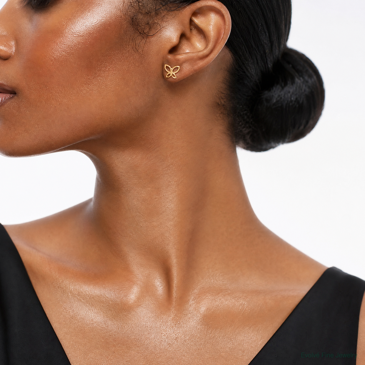 Leslie's 14K Polished Butterfly Post Earrings - Model Shot