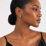 Leslie's 14K w/Rhodium Polished and Diamond-cut Post Earrings - Model Shot