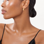 Leslie's 14K Polished Grooved J-Hoop Post Earrings - Model Shot
