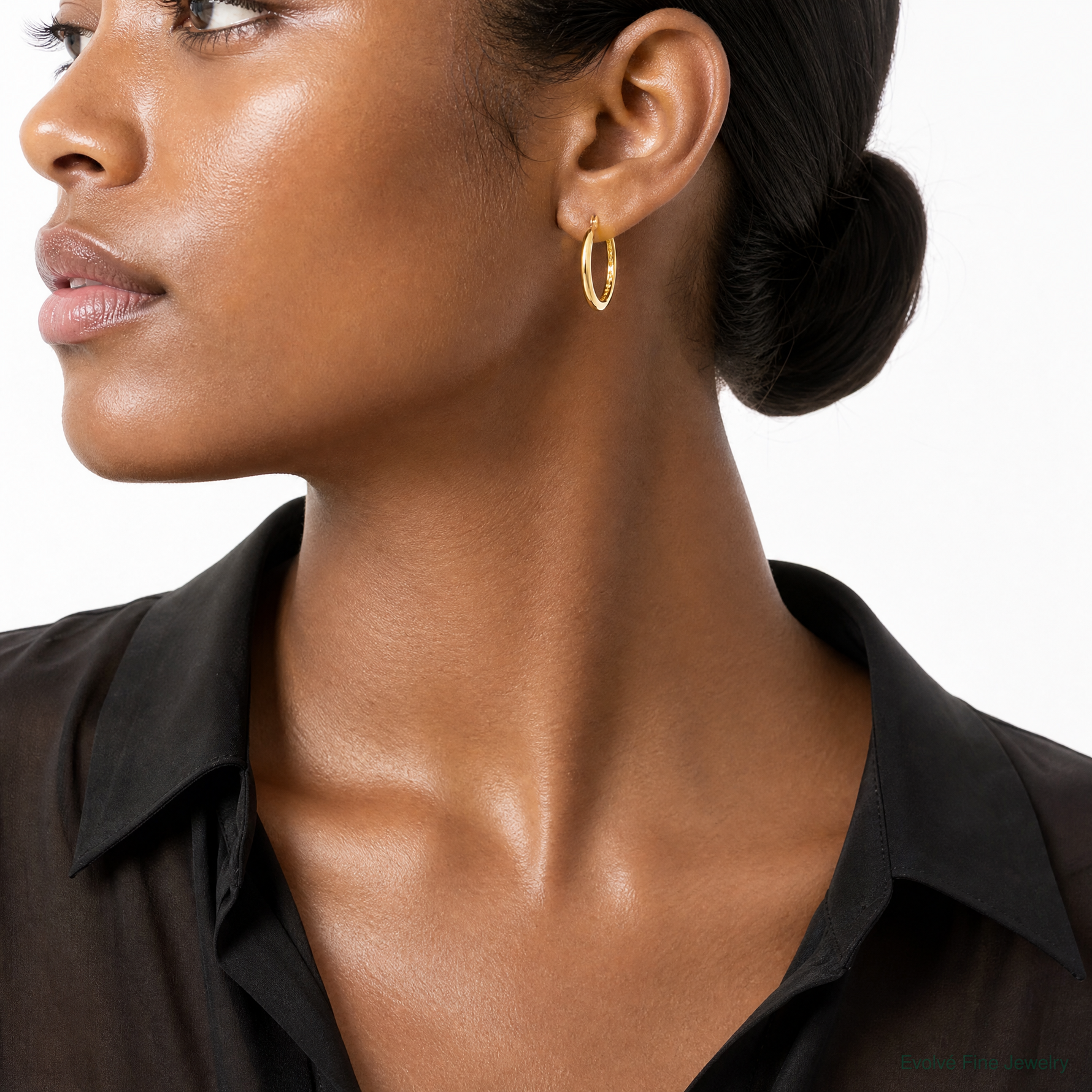 Leslie's 14K Polished Oval Hoop Earrings - Model Shot