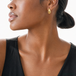Leslie's 14K Polished Grooved Omega Back Earrings - Model Shot
