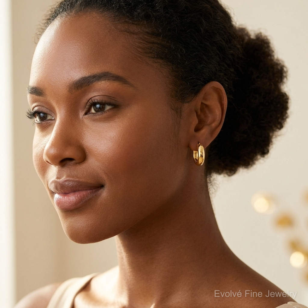 Leslie's 14K Polished Hoop Earrings - Model Shot