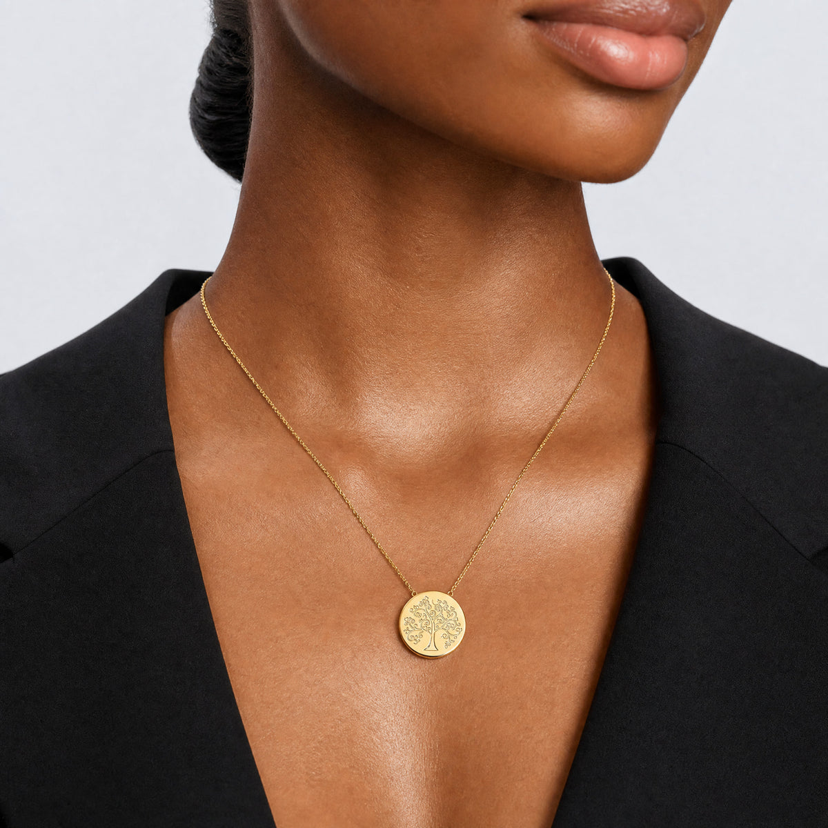 Leslie's 14k Polished Tree of Life Necklace - Model Shot