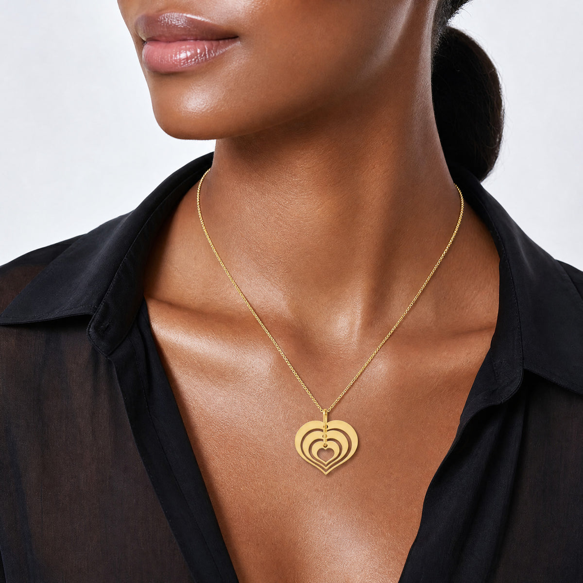 Leslie's 14K Polished Heart Pendant with 1in ext. Necklace - Model Shot