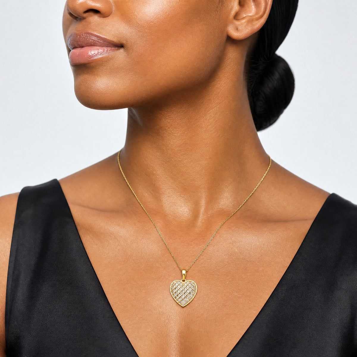 Leslie's 14K Two-tone Polished and Dia-cut Heart Pendant - Model Shot