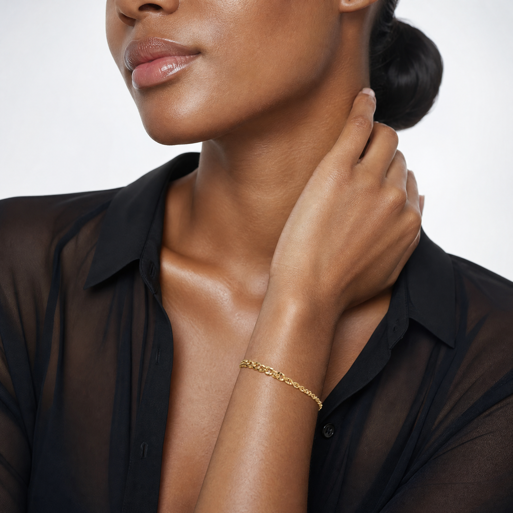 Leslie's 14k Polished and D/C Fancy Link Graduated 7.5in Bracelet - Model Shot