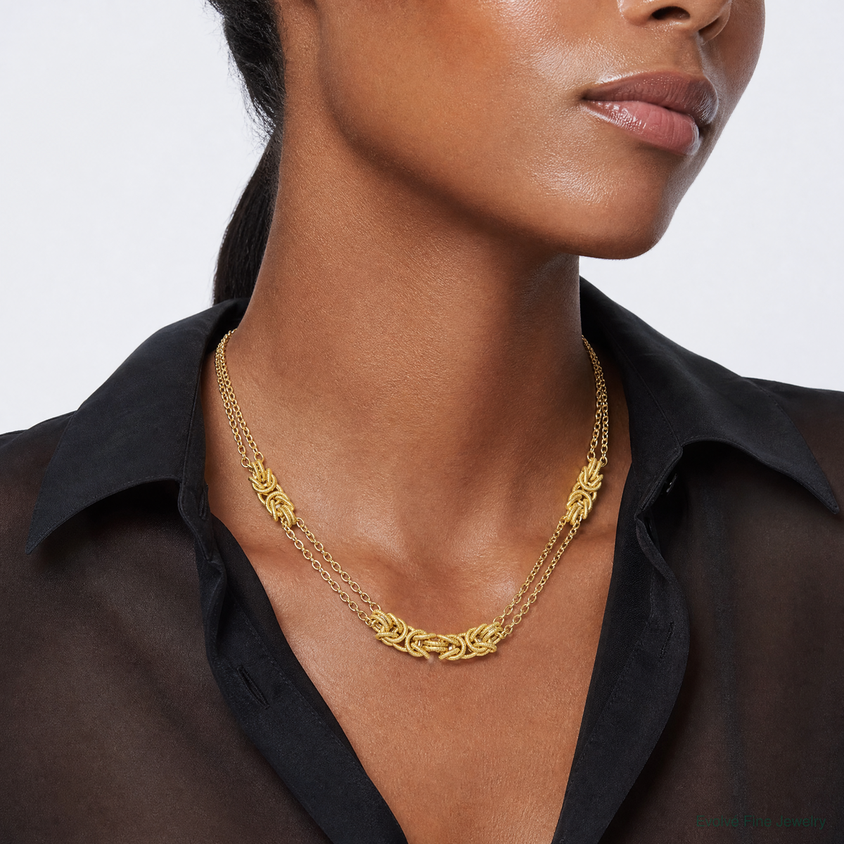 Leslie's 14K Polished and Textured Fancy Link Necklace - Model Shot