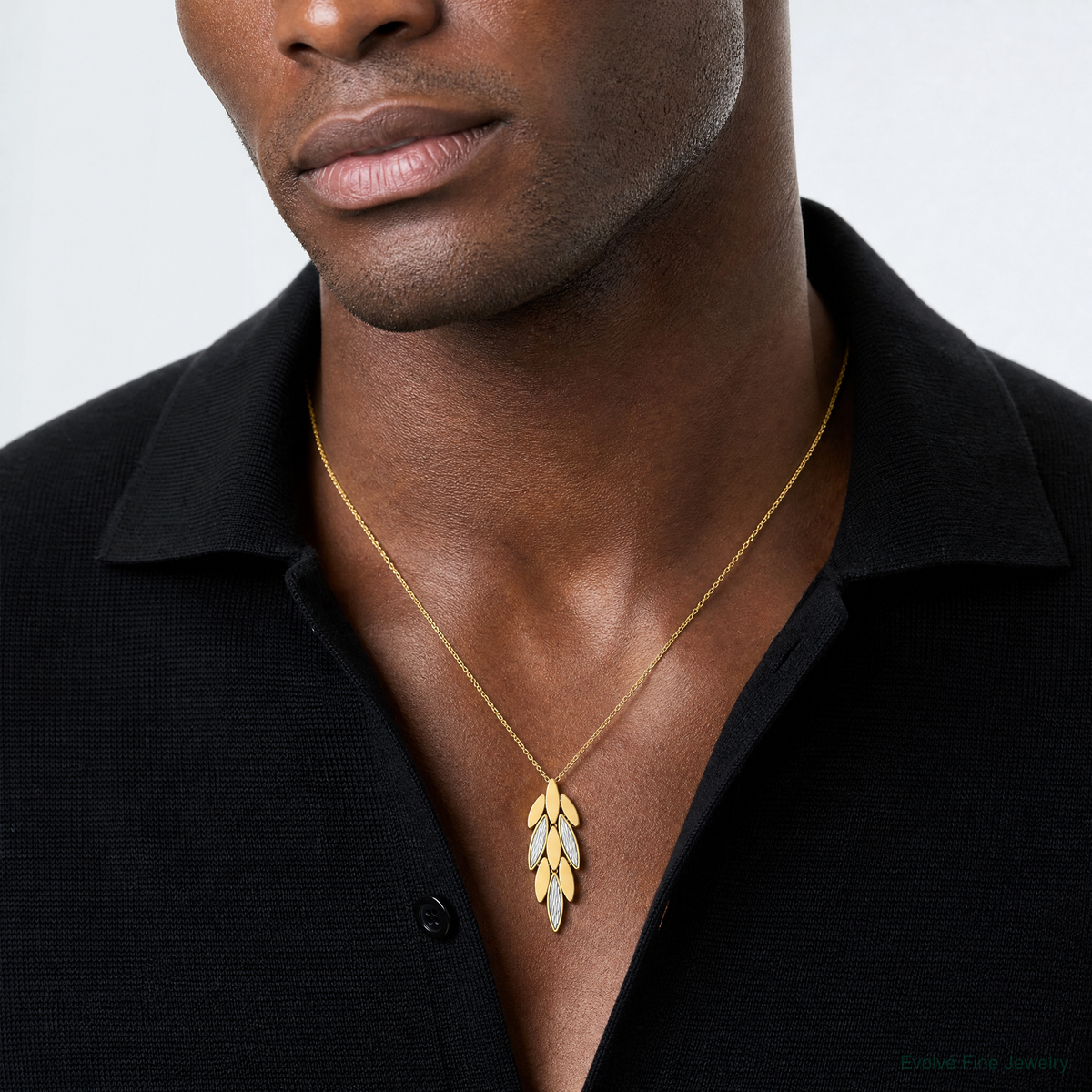 Leslie's 14K Two-tone Polished/Dia-cut Fancy w/1in ext. Necklace - Model Shot