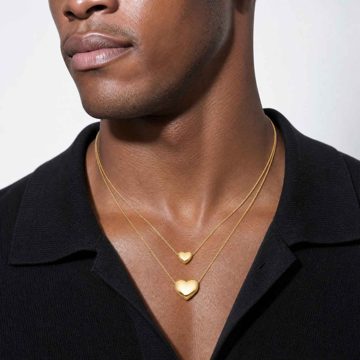 Leslie's 14K Polished Two-Strand Hearts with 1 Inch Ext. Necklace - Model Shot