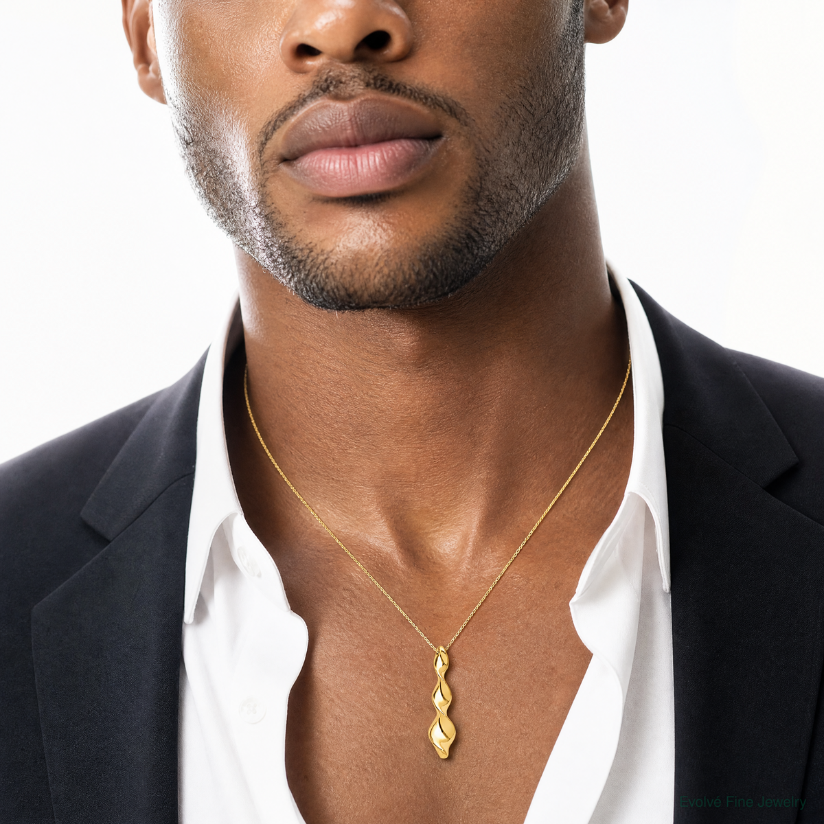 Leslie's 14K Polished Wavy Pendant on Dia-cut Chain w/1in ext. Necklace - Model Shot