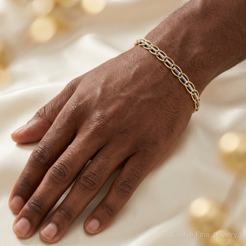 Leslie's 14K Two-tone Polished Fancy Link Bracelet - Model Shot