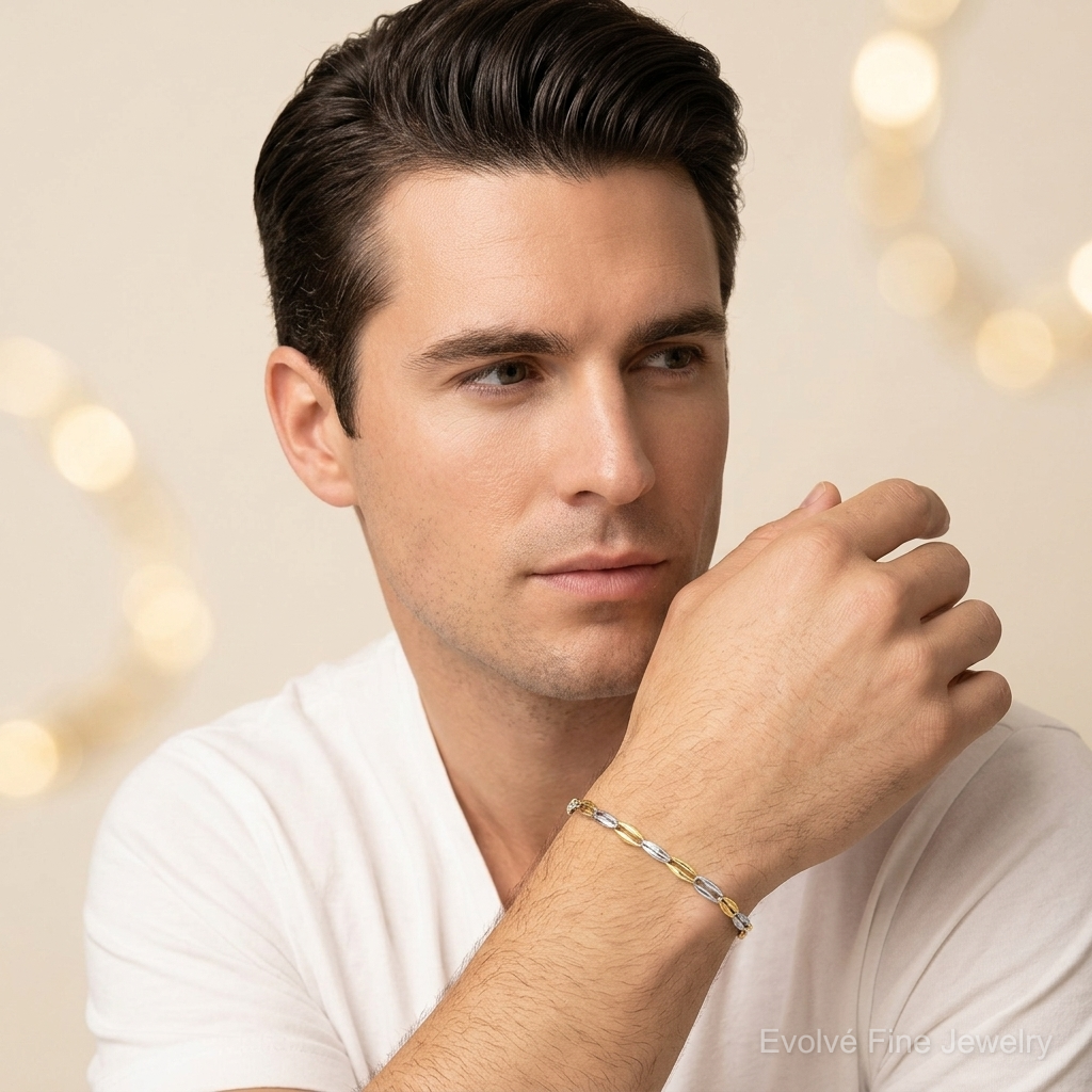 Leslie's 14K Two-tone Polished Fancy Link Bracelet - Model Shot