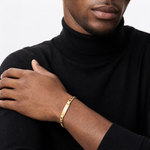 14k Flat Figaro Link ID Bracelet - Model Shot