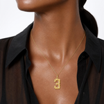 14k Large Brushed Diamond-cut Number 3 Charm - Model Shot