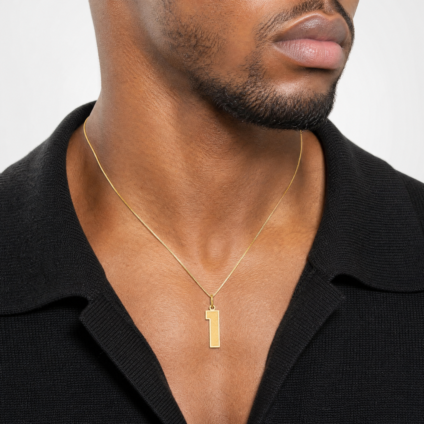 14k Medium Satin Number 1 Charm - Model Shot