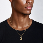 14k Medium Satin Number 3 Charm - Model Shot