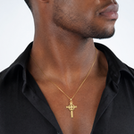 14k Polished Claddagh Cross Pendant - Model Shot