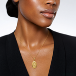 14k Miraculous Medal Pendant - Model Shot
