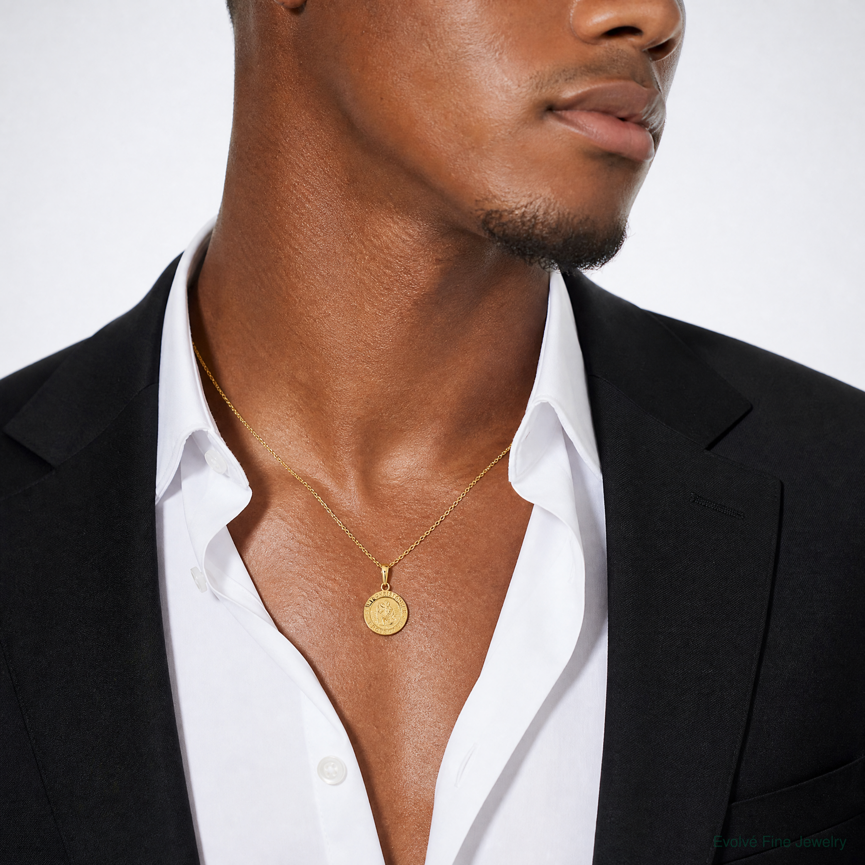 14k Saint Christopher Medal Charm - Model Shot