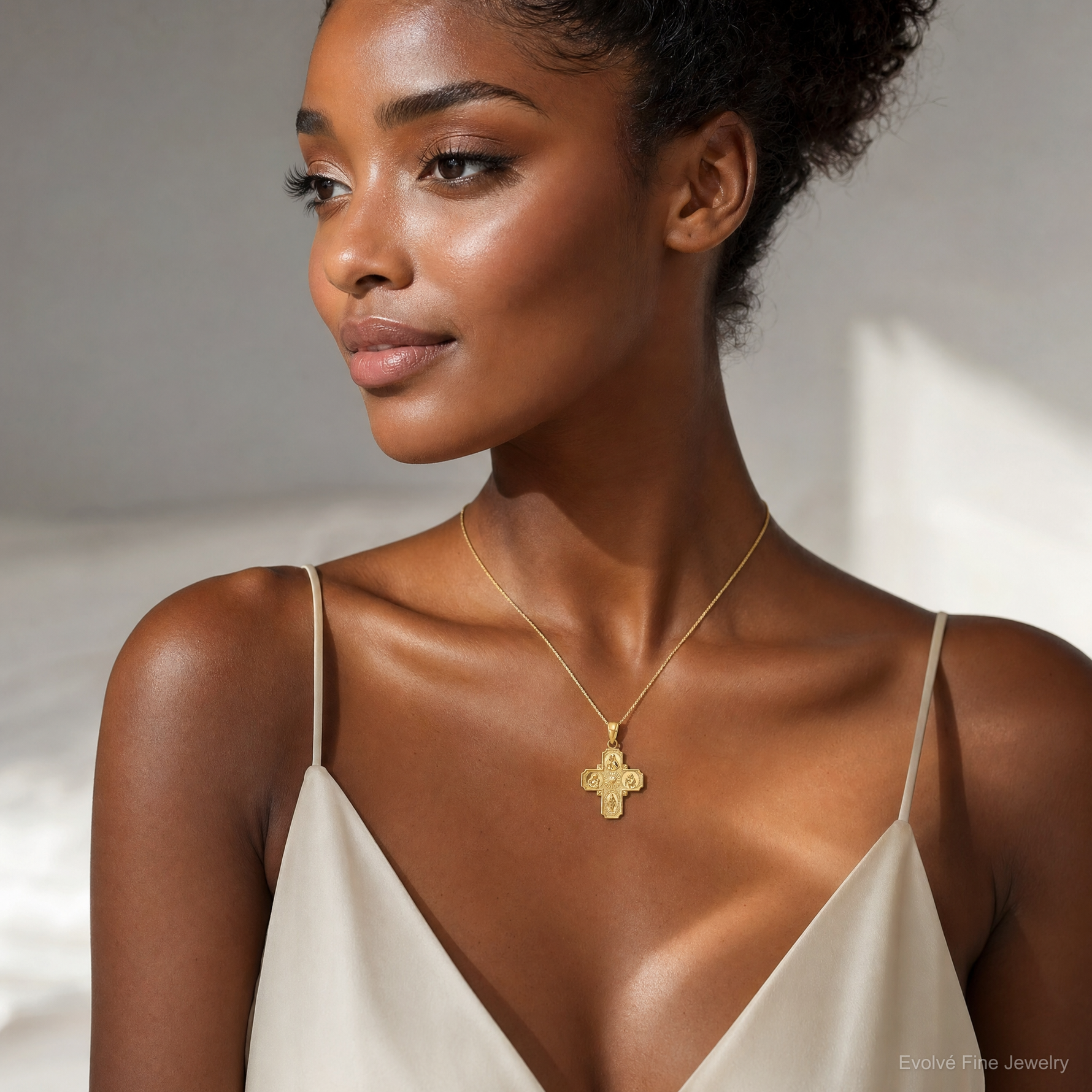 14k 4-Way Medal Pendant - Model Shot