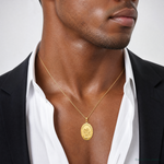 14k Saint Christopher Medal Pendant - Model Shot