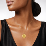 14k Saint Christopher Medal Pendant - Model Shot