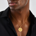 14k Saint Christopher Medal Pendant - Model Shot