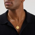 14k Saint Christopher Medal Pendant - Model Shot