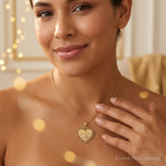 14k Two-Tone GRANDMA Heart w/Flower Charm - Model Shot