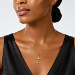 14k Fleur De Lis Cross Pendant - Model Shot