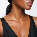 14K Rose Polished Intertwined Double Heart Pendant - Model Shot