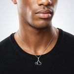 14K White Gold Polished Intertwined Double Heart Pendant - Model Shot
