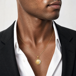 14k and Rhodium Sun and Moon Charm - Model Shot