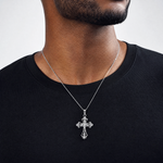 14k White Gold Filigree Cross Charm - Model Shot