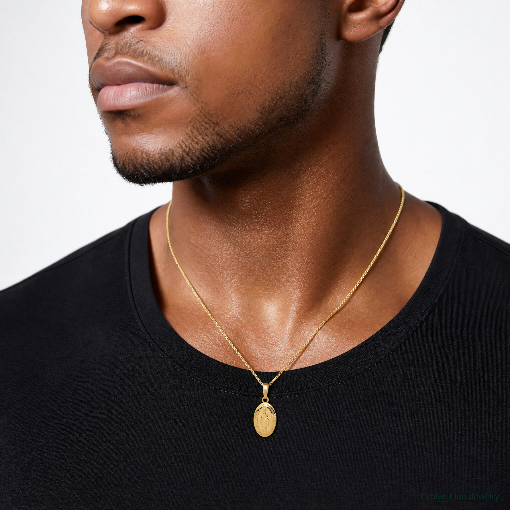 14k Miraculous Medal Charm - Model Shot